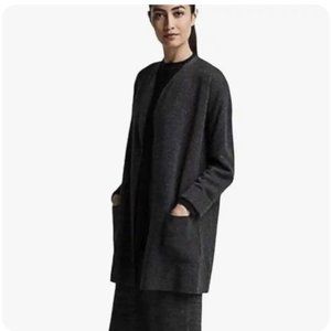 Eileen Fisher Charcoal Gray Long Open Cardigan Sweater Size Small EUC